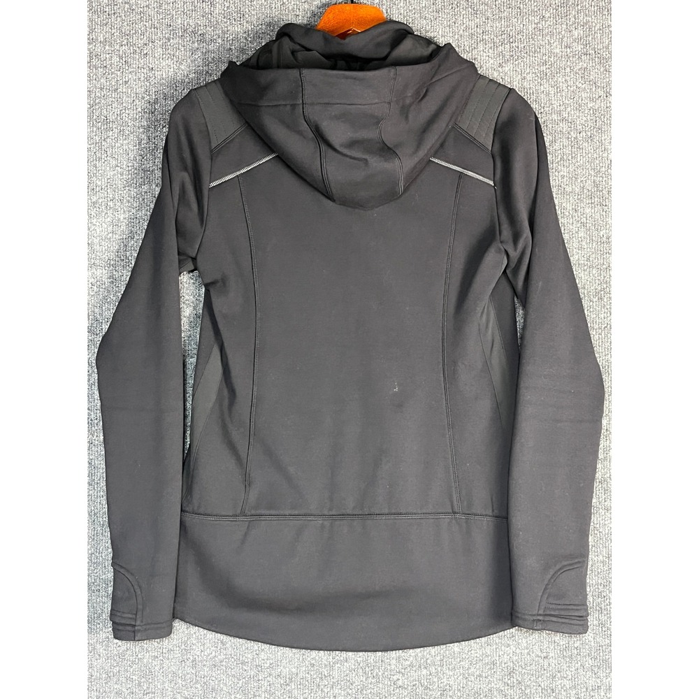 Athleta Womens Black Full Zip Hooded Jacket Reflective Trim Thumbhole Cuff Sz M - Picture 8 of 14